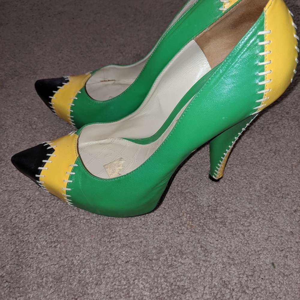 L.a.m.b. color block heels